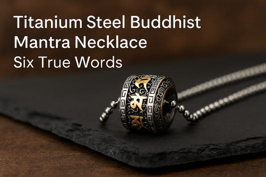 Titanium Steel Buddhist Mantra Necklace – Six True Words