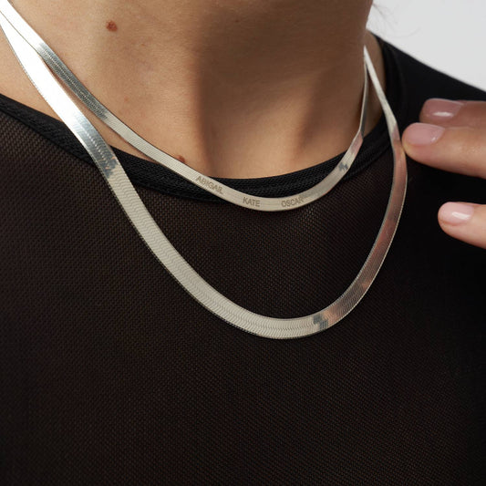 Timeless Elegance: The Silver Herringbone Necklace in Exquisite Design