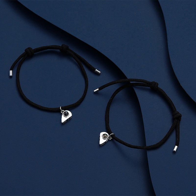 Bracelet photo personnalisé avec breloques d'amour magnétiques