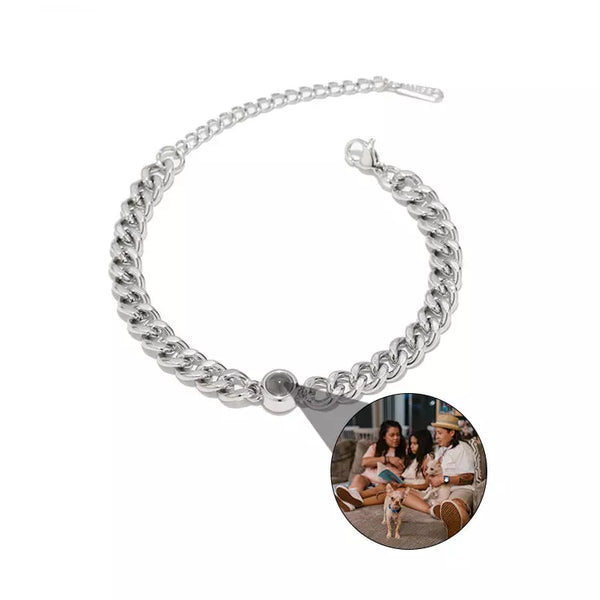 Bracelet photo personnalisé avec chaîne gourmette