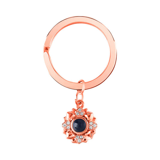 Porte-clés photo tournesol personnalisé