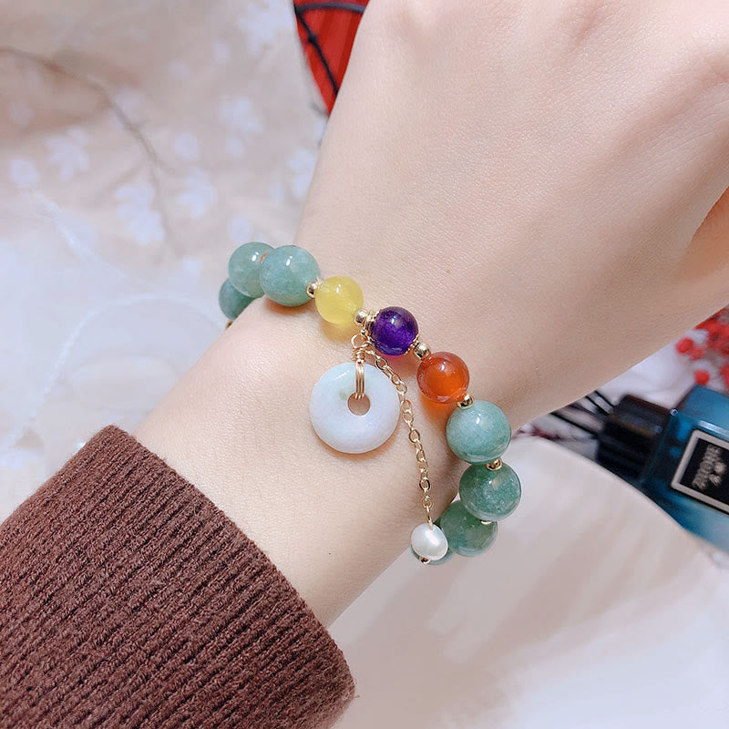 Bracelet de confiance avec breloque en jade et agate rouge et pierre de Bouddha