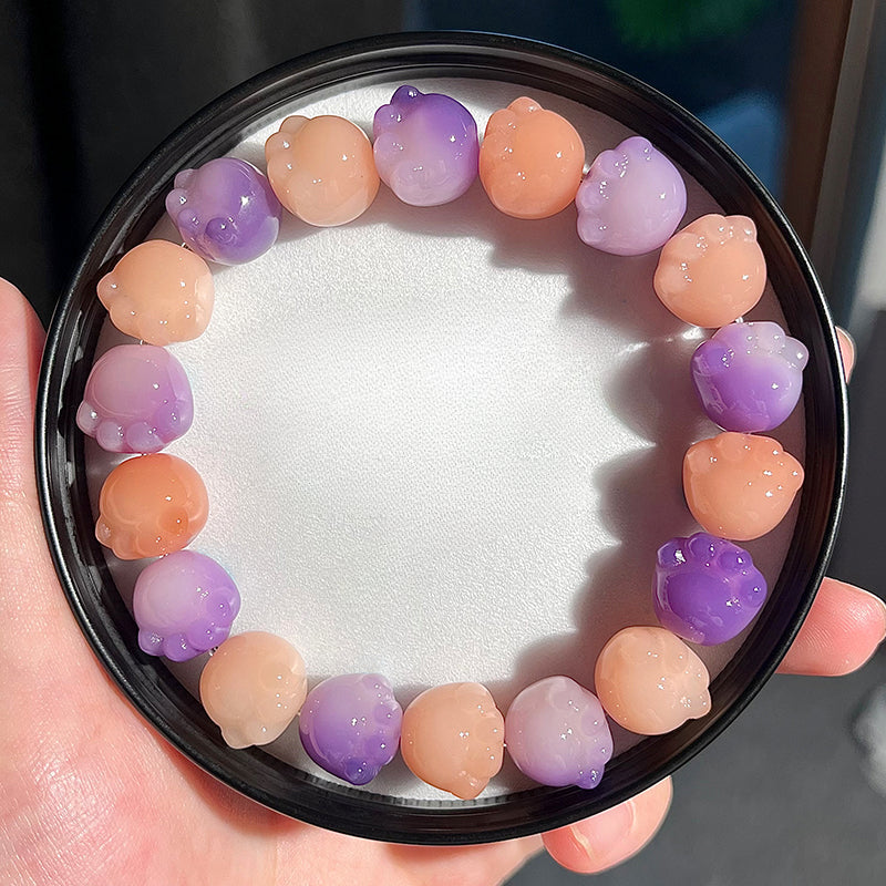 New Cute Color Series Cat Paw Bodhi Bracelet, Multiple Colors Available, 12-13mm