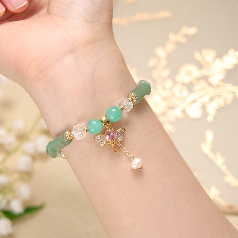 Bracelet à breloques éléphant positif en quartz fraise, améthyste, aventurine verte et pierres de Bouddha