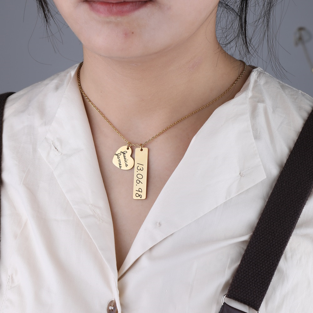 Collier avec pendentif en forme de cœur gravé • Cadeau pour meilleur ami