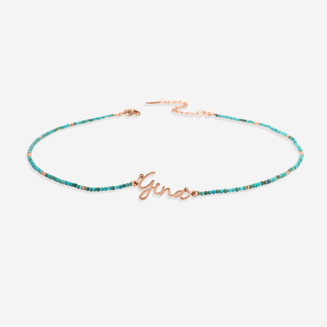 Turquoise Beaded Fairy Name Necklace