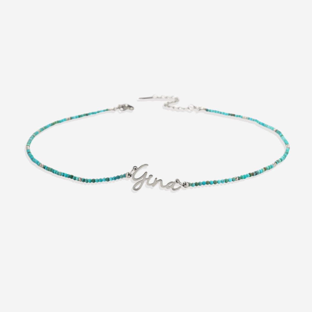 Turquoise Beaded Fairy Name Necklace