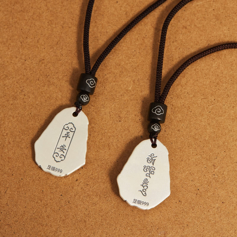 Buddha Stones 999 Sterling Silber Ksitigarbha Buddha Zakiram Göttin Halskette Anhänger
