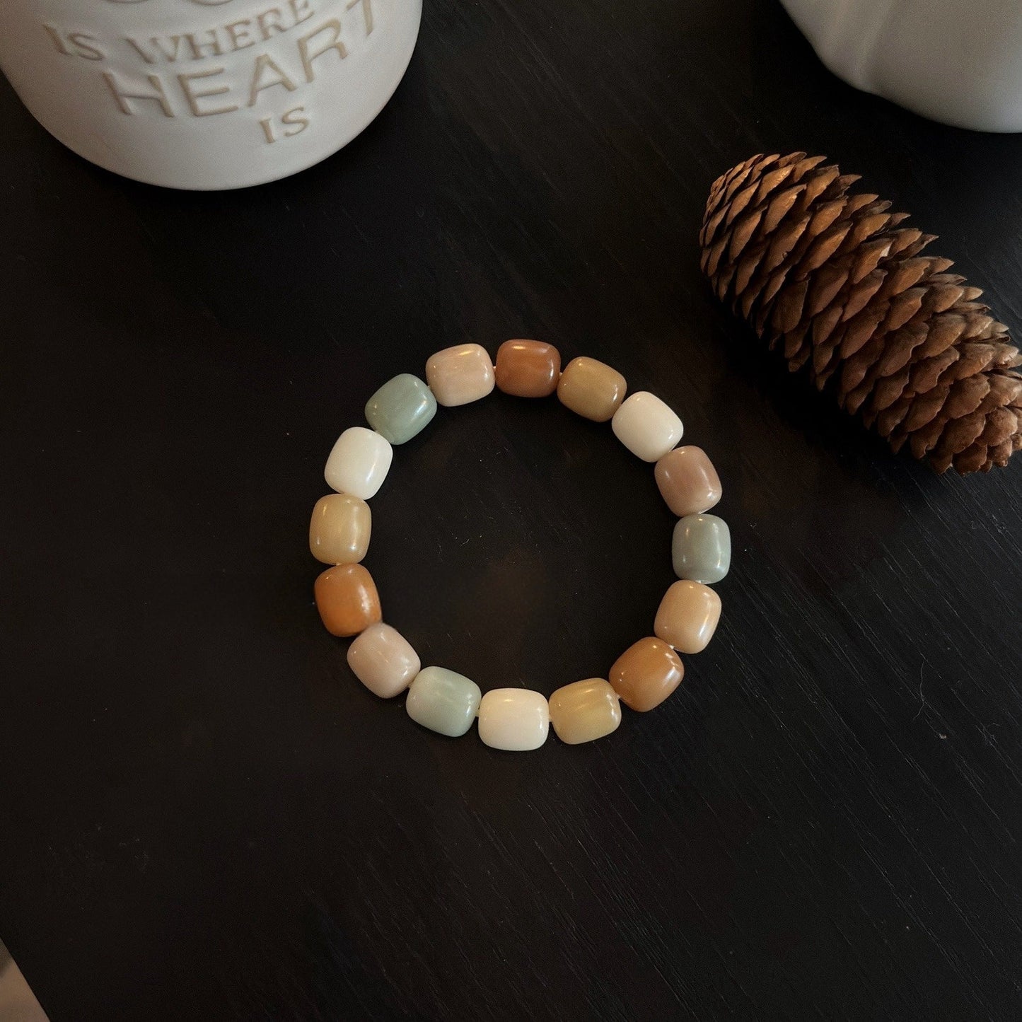 Rice Cake Milk Coffee Series Bodhi Bead Bracelet