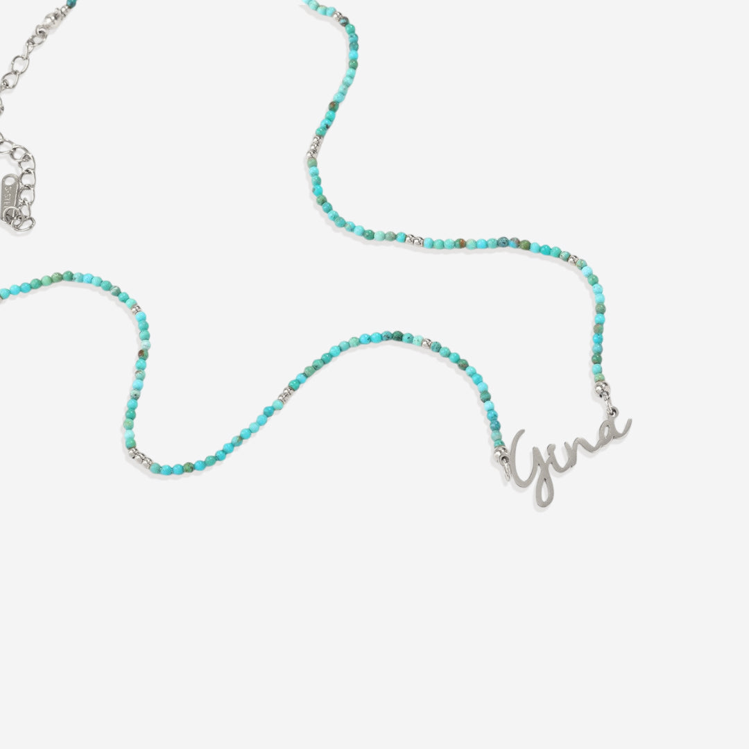 Turquoise Beaded Fairy Name Necklace