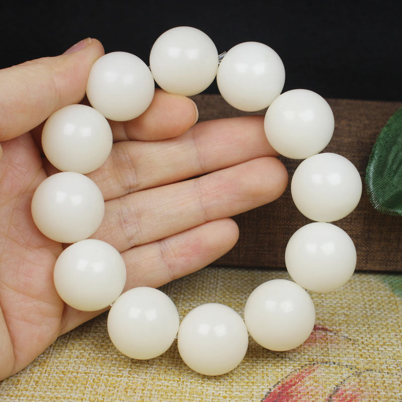 Natural White Bodhi Beads Beads Large White Round Bead Bracelet