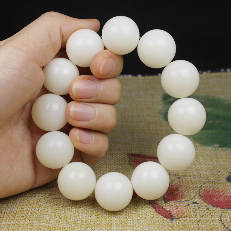Natural White Bodhi Beads Beads Large White Round Bead Bracelet