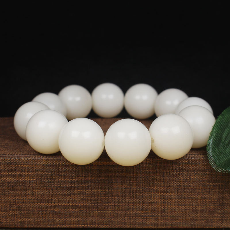 Bracelet de perles rondes blanches naturelles Bodhi