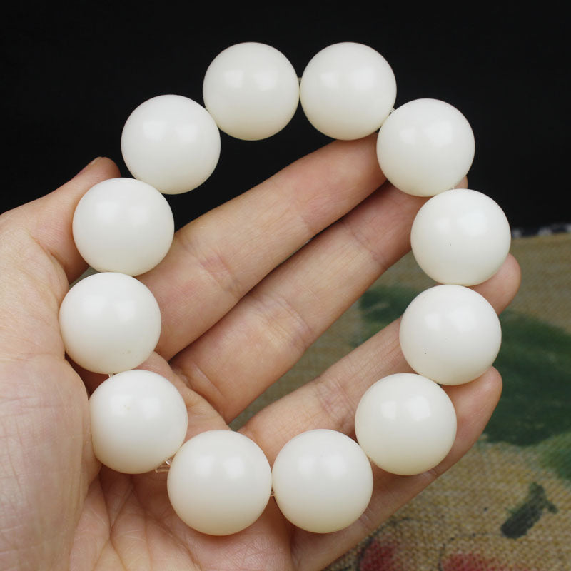 Natural White Bodhi Beads Beads Large White Round Bead Bracelet