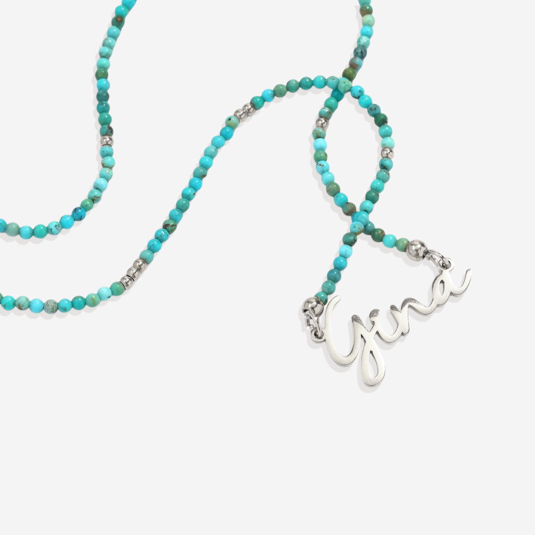 Turquoise Beaded Fairy Name Necklace
