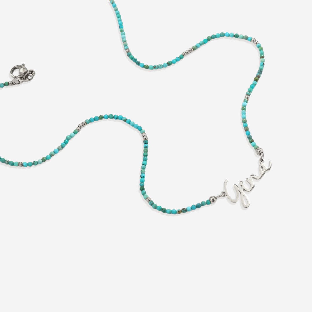 Turquoise Beaded Fairy Name Necklace