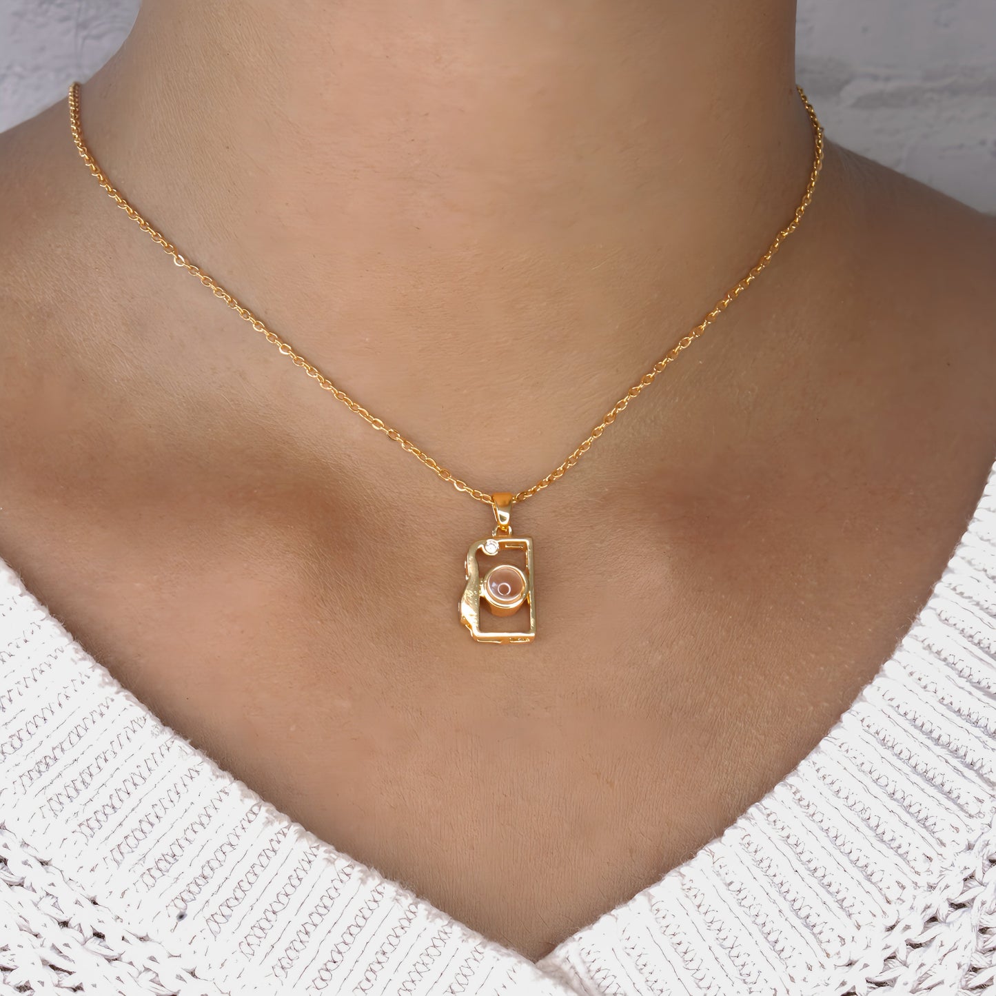 Camera Pendant Projection Necklace