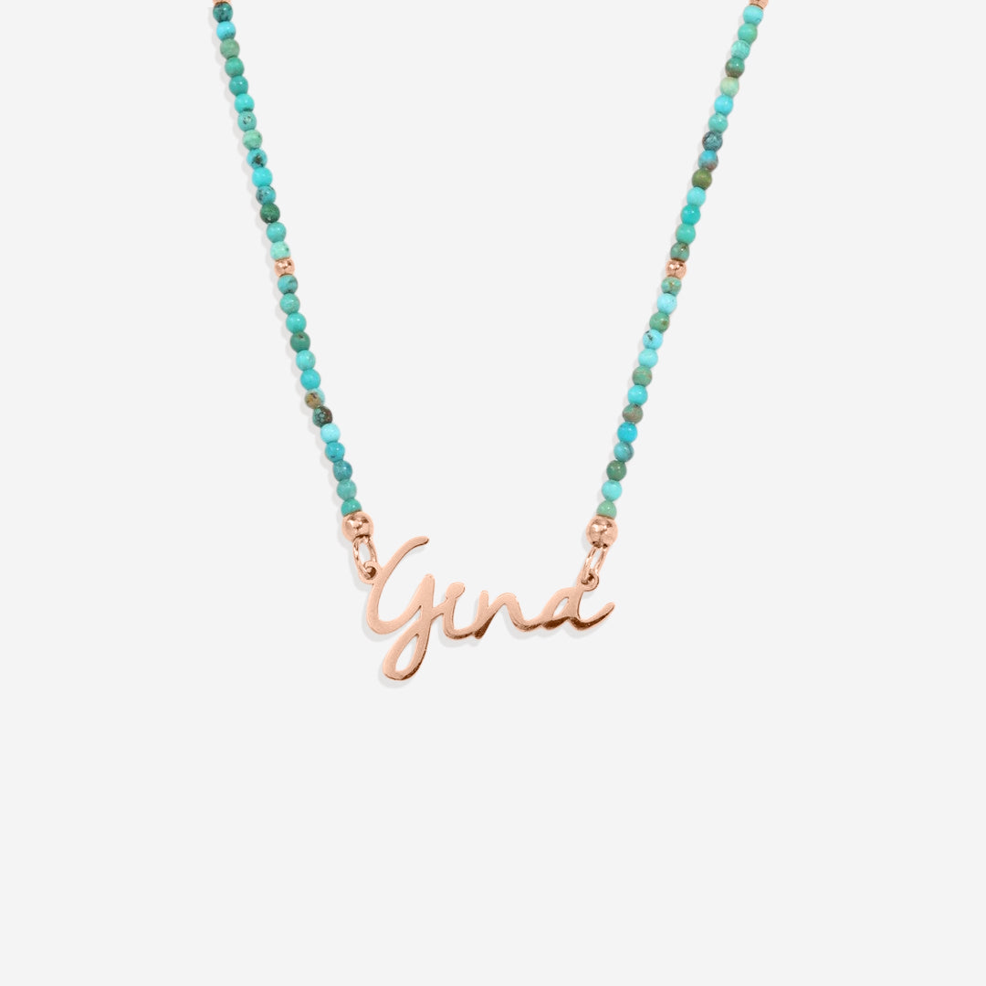Turquoise Beaded Fairy Name Necklace