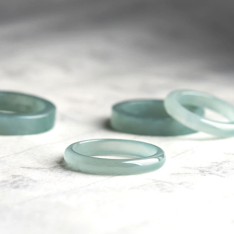 Bague porte-bonheur en jade naturel avec pierres de Bouddha