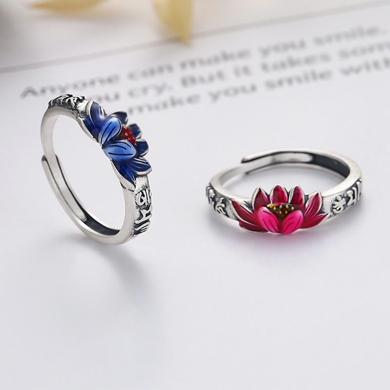 Buddha Stones 925 Sterling Silver Om Mani Padme Hum Lotus Relief Peace Ring