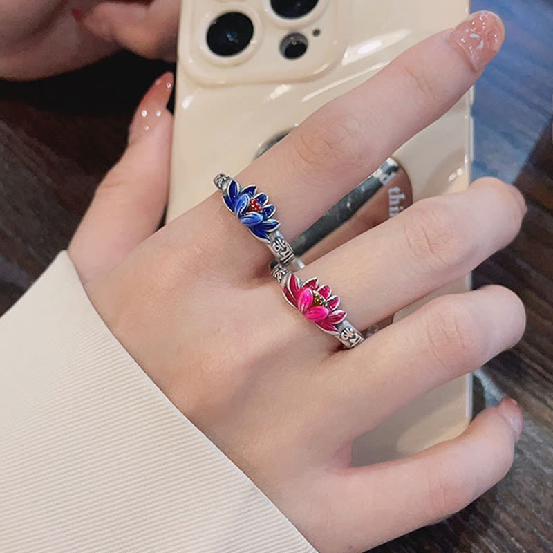 Bague de paix en argent sterling 925 avec pierres de Bouddha et motif OM Mani Padme Hum en relief de lotus