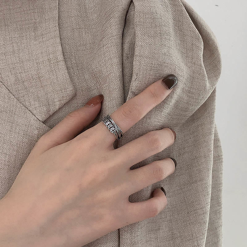 Buddha Stones 925 Sterling Silber Kupfermünzen Reichtum Segen Verstellbarer Ring