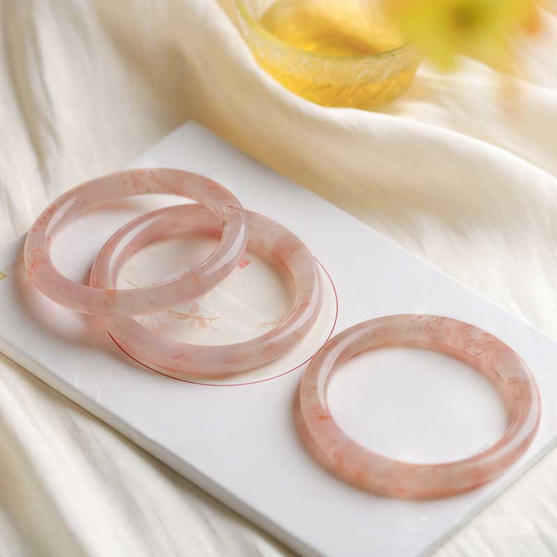 Buddha Stones Rosa Goldene Seide Jade Reichtum Glück Armband Armreif