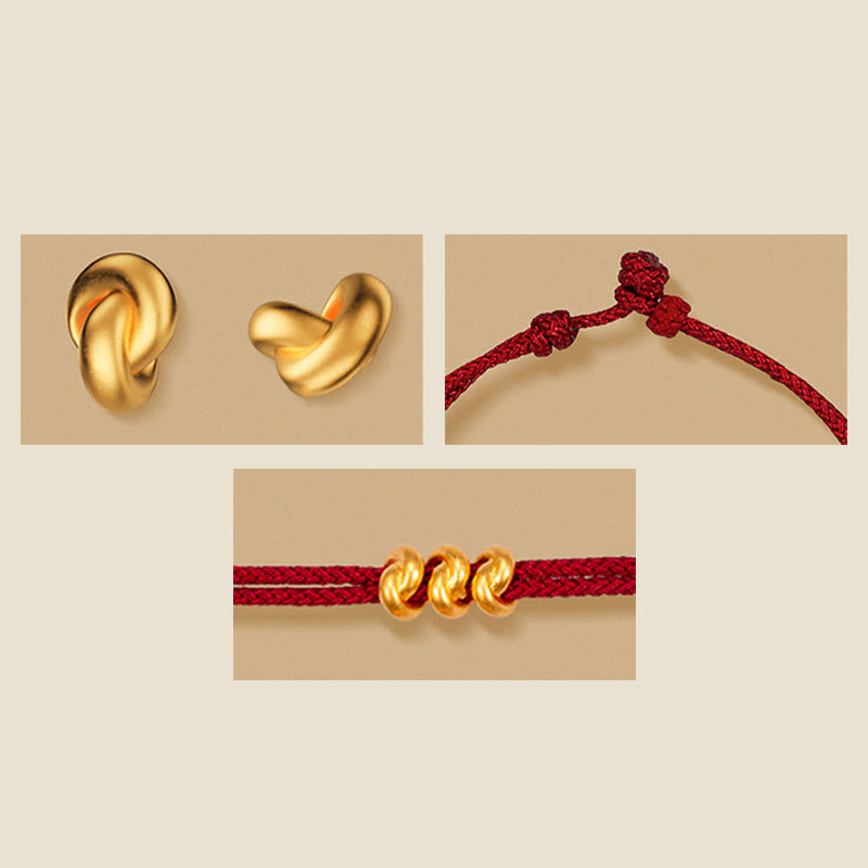 Buddha Stones 999 Gold Wish Knot Design Handmade Luck Braided Rope Bracelet