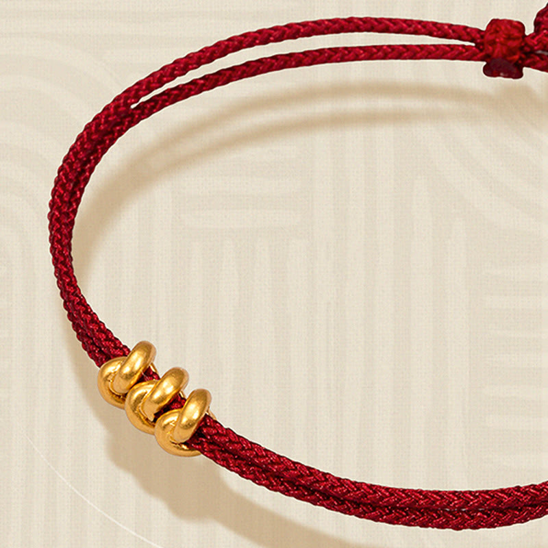 Buddha Stones 999 Gold Wish Knot Design Handmade Luck Braided Rope Bracelet