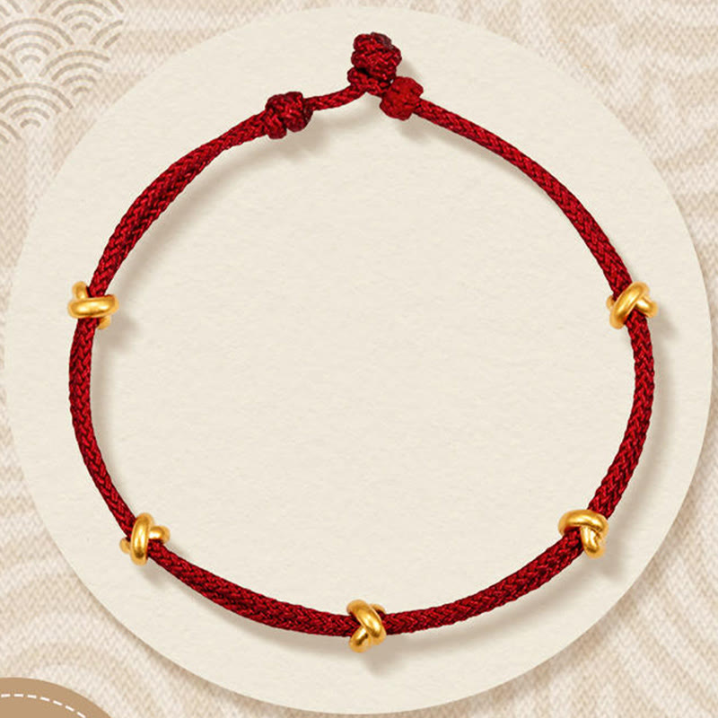 Buddha Stones 999 Gold Wish Knot Design Handmade Luck Braided Rope Bracelet