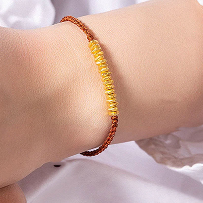 Buddha Stones 999 Gold Small Gold Pieces Design Handmade Protection Braided Rope Bracelet