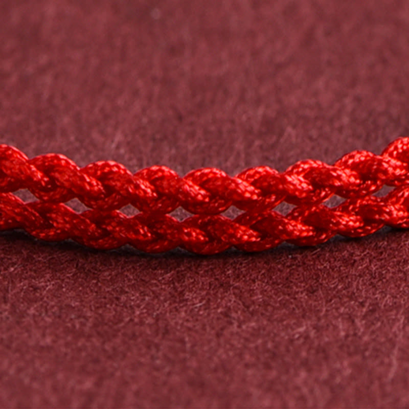 Buddha Stones 999 Gold Small Peace Buckle Design Handmade Luck Braided Rope Bracelet Anklet