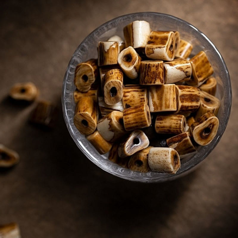 Buddha Stones Tibetisches Hirschknochen Yakknochen Totenkopf geschnitzt Weisheit Armband