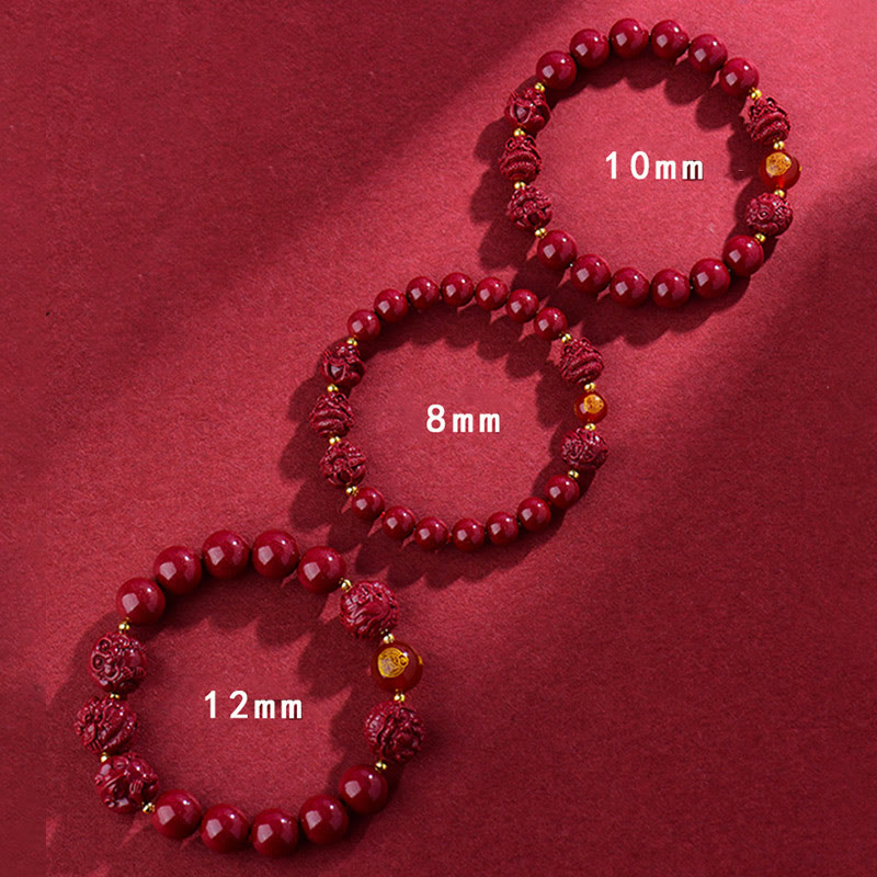 Buddha Stones Chinese Zodiac Cinnabar Keep Away Evil Spirits Blessing Bracelet