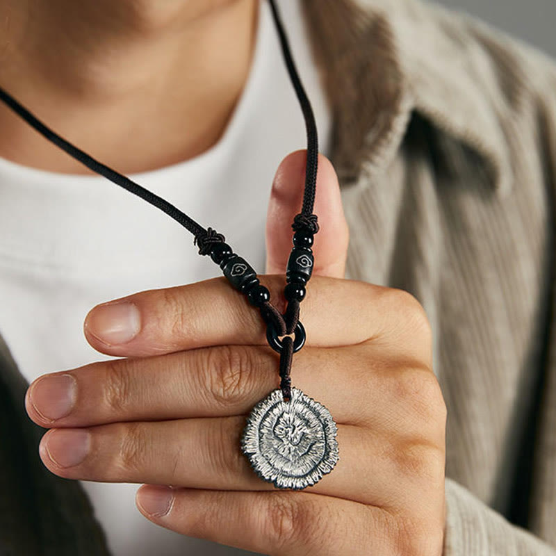 Buddha Stones 999 Sterling Silver Sophora Flavescens Cotton Rope Necklace Pendant