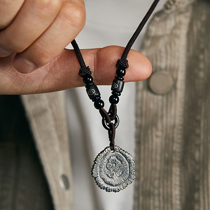Buddha Stones 999 Sterling Silver Sophora Flavescens Cotton Rope Necklace Pendant