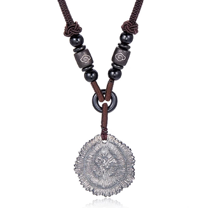 Buddha Stones 999 Sterling Silver Sophora Flavescens Cotton Rope Necklace Pendant