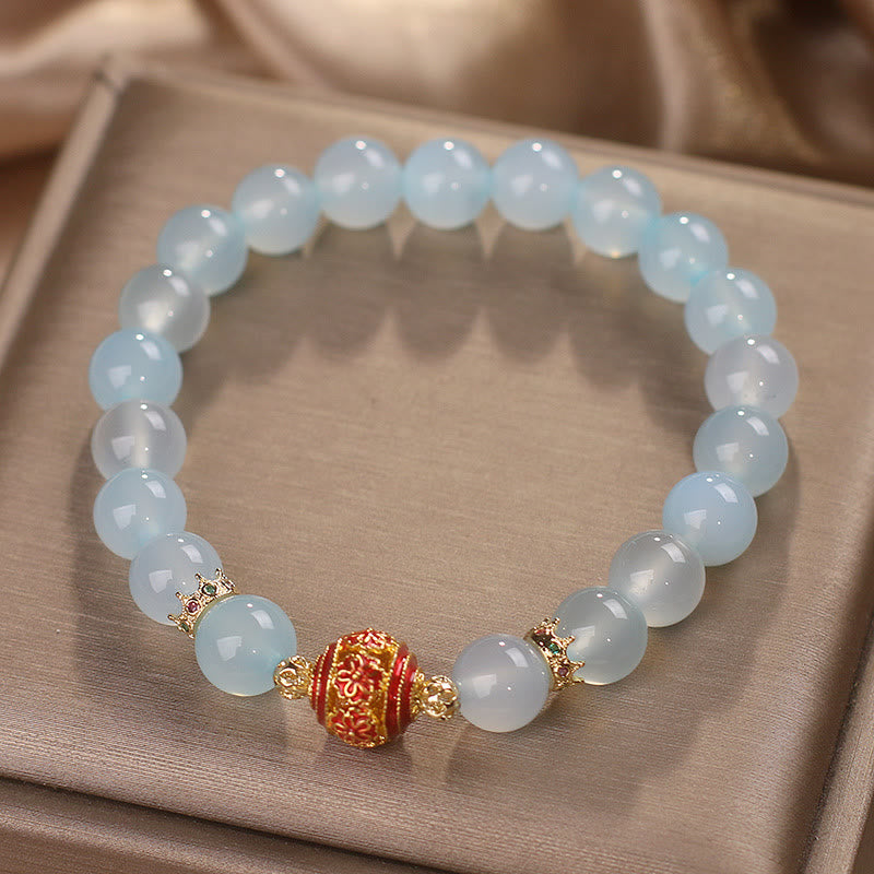 Buddha Stones Natürliches Aquamarin-Blumenperlen-Heilarmband