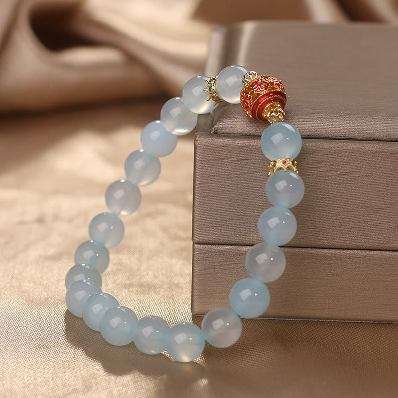 Buddha Stones Natürliches Aquamarin-Blumenperlen-Heilarmband