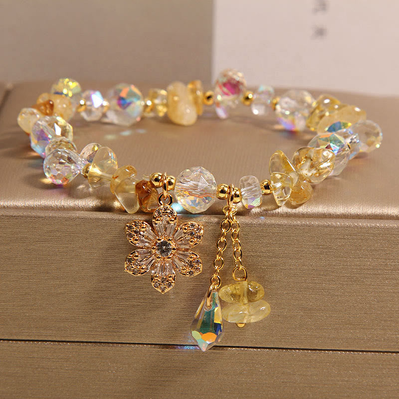 Bracelet de guérison spirituelle en pierres de Bouddha, améthyste, citrine, cristal blanc, zircon, fleur