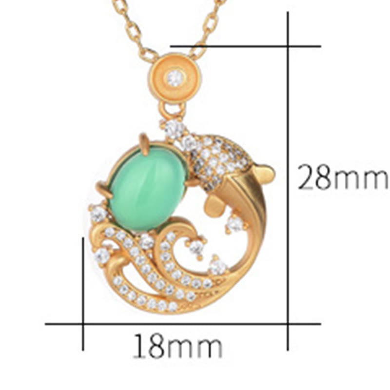 Collier pendentif en calcédoine verte et pierre de Bouddha, symbole de la force du poisson koï