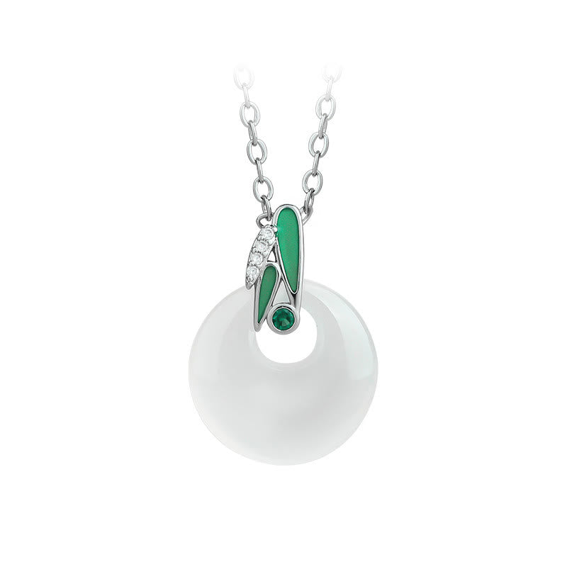 Collier pendentif en pierre de Bouddha, calcédoine naturelle, feuille de bambou, boucle de paix, richesse