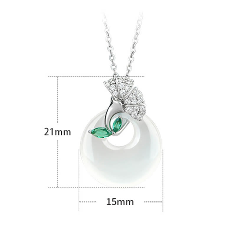 Collier pendentif en pierre de Bouddha, calcédoine naturelle, feuille de ginkgo, boucle de paix, harmonie