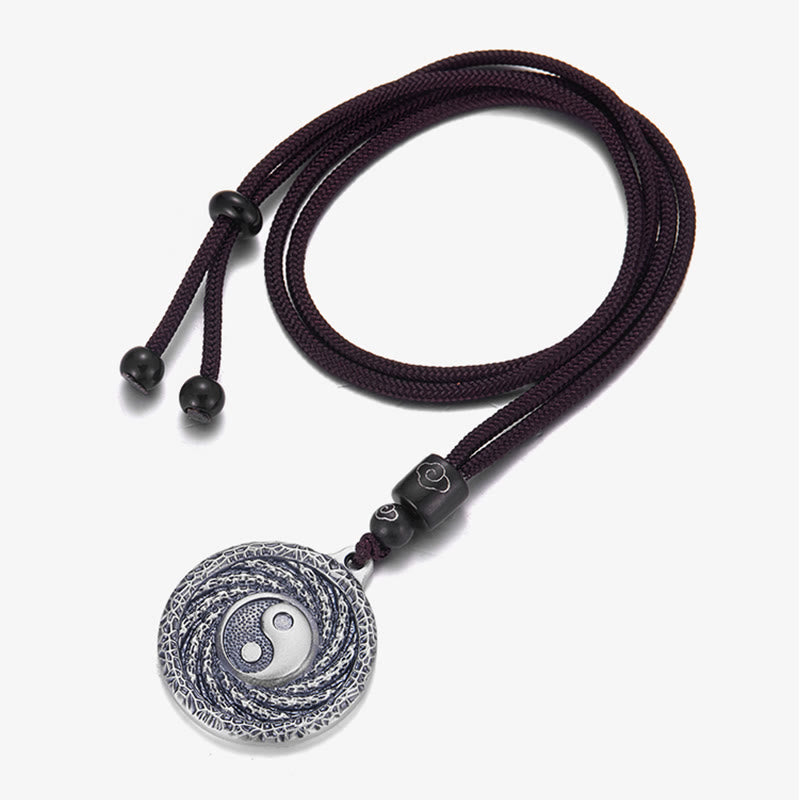 Buddha Stones 999 Sterling Silber Tai Chi Yin Yang Bagua Design Berggeister Geld ausgeben Halskette Anhänger