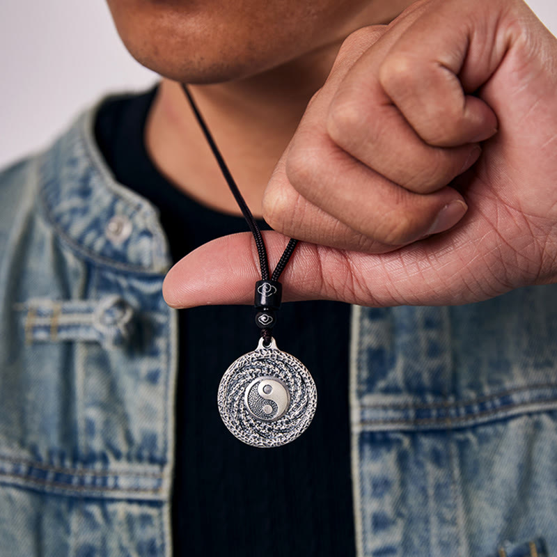 Buddha Stones 999 Sterling Silber Tai Chi Yin Yang Bagua Design Berggeister Geld ausgeben Halskette Anhänger
