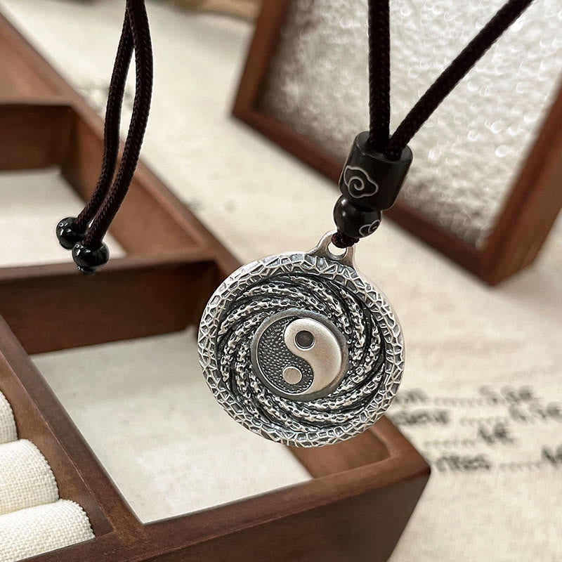 Buddha Stones 999 Sterling Silber Tai Chi Yin Yang Bagua Design Berggeister Geld ausgeben Halskette Anhänger
