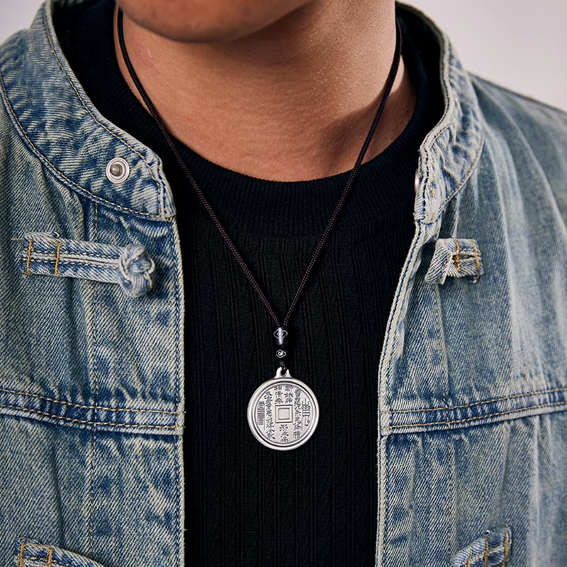 Buddha Stones 999 Sterling Silber Tai Chi Yin Yang Bagua Design Berggeister Geld ausgeben Halskette Anhänger