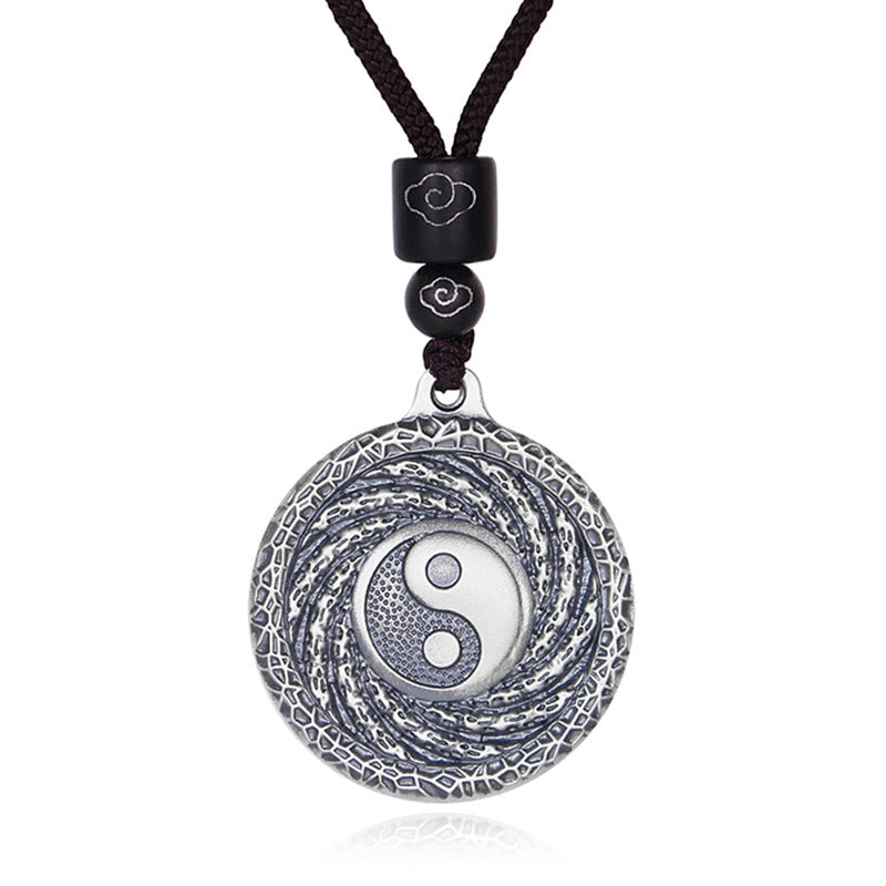 Buddha Stones 999 Sterling Silber Tai Chi Yin Yang Bagua Design Berggeister Geld ausgeben Halskette Anhänger