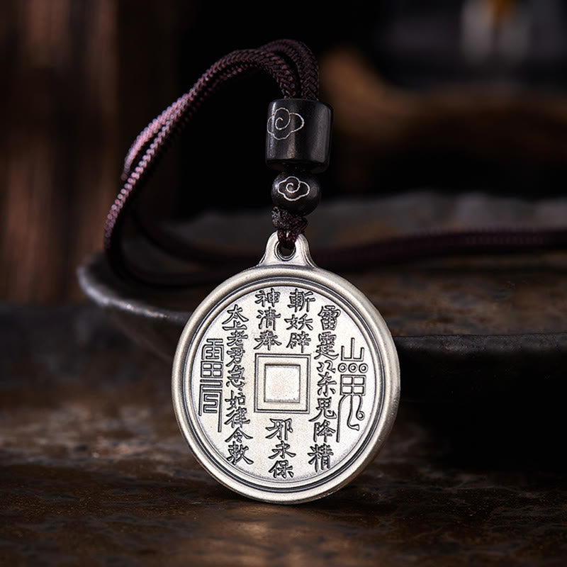 Buddha Stones 999 Sterling Silber Tai Chi Yin Yang Bagua Design Berggeister Geld ausgeben Halskette Anhänger