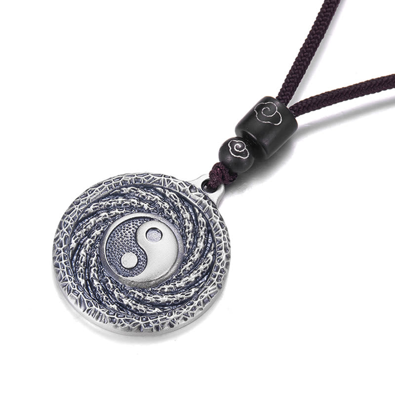 Buddha Stones 999 Sterling Silber Tai Chi Yin Yang Bagua Design Berggeister Geld ausgeben Halskette Anhänger